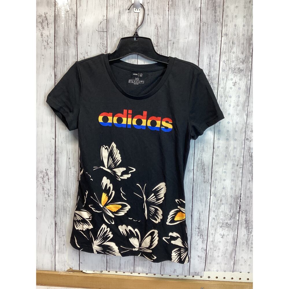 Adidas X Farm Rio Butterfly Rainbow Graphic T-Shirt Size XS for Women